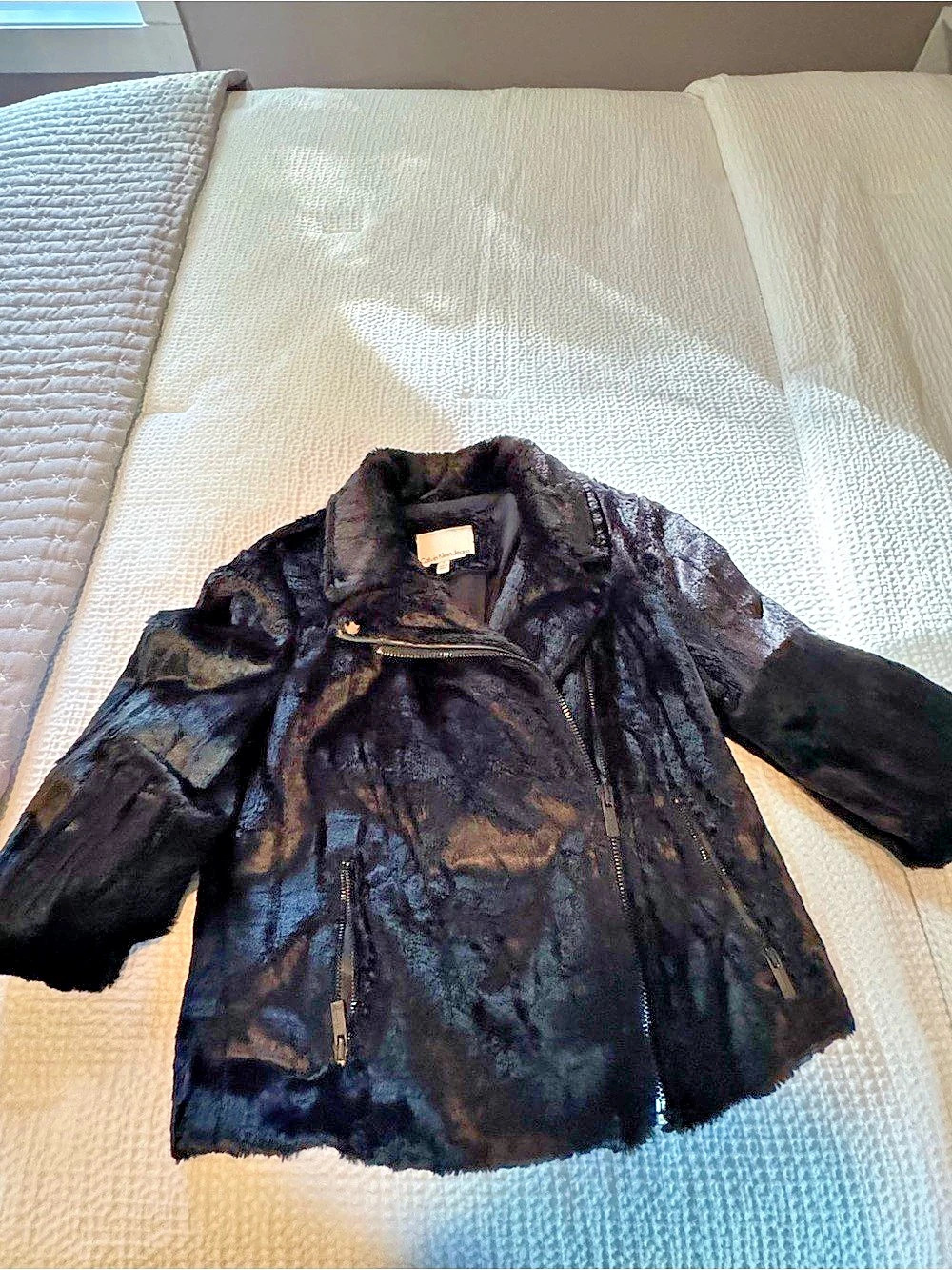 Calvin Klein fur Black Jacket Size Small Like New